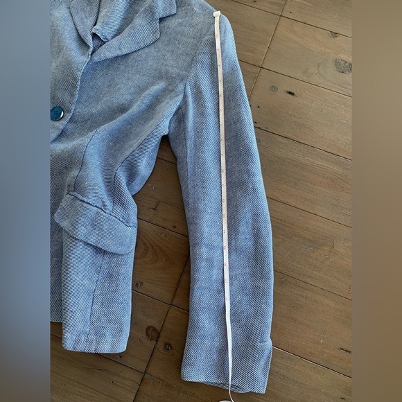 Max Mara women periwinkle linen blazer jacket - Picture 7 of 9